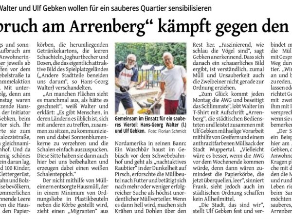WZ Artikel zur Müllaktion