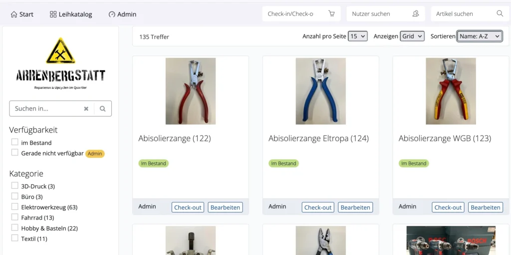 Arrenbergstatt Inventarliste