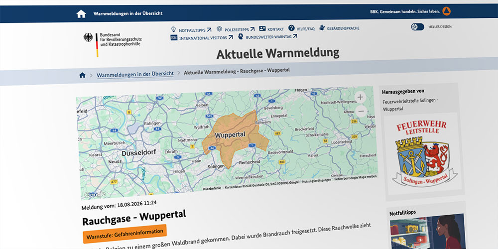 Feuerwehr warnt vor Rauchgasen